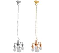 2pcs Dollhouse Miniature Chandeliers 1:12 Scale Mini Ceiling Lamp Ornament Tiny Chandelier Hanging Pendant Lights Elegant Doll House Furniture And Accessories for Miniature Furniture Room Box Decor