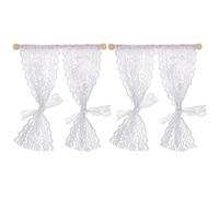 2PCS Dolls House Wallpaper Dollhouse Wallpaper Dolls Windows Doll Sofa 2pcs Miniature Lace Curtains for Decorative Window Accessories for Miniature Kits