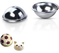2Pcs Dome Half Ball Cake Pan, 3D Soccer Football Cake Pan Hemisphere Cake Mold Anodized Aluminum, 4" Cake Decorating Mold Nonstick Tool for Birthday Wedding Anniversary DIY Cake Dessert Pudding Baking