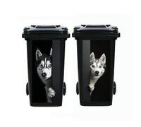 2Pcs Donkey Dustbin Sticker Decals,14.57×32.28in Raccoon Wheelie Bin Stickers Self Adhesive Panda Peeking Decal for Door Trash Cans Bins Driveway Garden Outdoor Patio Decor (Dog)