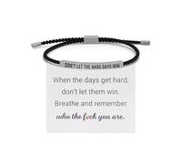 2PCS Dont Let The Hard Days Win Bracelets for Women Adjustable Handmade Braided Bracelet Stainless Steel Tube Engraved Inspirational Bracelet for Women Men Inspirational Jewelry Gifts(Goldand Silver)