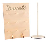 2PCS Donut Stand and Donut Board, Reusable Wooden Bagel Holder for Weddings Birthdays Baby Shower Anniversaries Pastry Shop Dessert Table