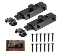 2pcs Door Bolts for Internal Doors, 3 Inch Black Slide Lock, Zinc Alloy Sliding Bolt Lock with Screws, Modern Bathroom Locks for Doors, Security Door Lock Bolt for Bedroom, Closet & Wooden Gate