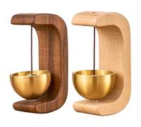 2Pcs Door Chime for Business When Entering Crisp Sound Magnetic Door Entry Chime 2 Color C-Shaped Wood & Metal Shopkeepers Bell for Retailer, Coffee House