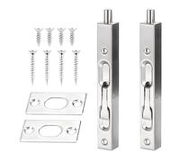 2pcs Door Flush Bolt Latch Slide Lock, 304 Stainless Steel Brushed Slide Latch Concealed Door Bolt Security Lever Action, Stainless Steel Brushed Slide Latch for Wooden Doors (6“ /15.24cm in Length)