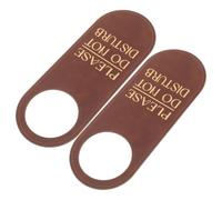 2pcs Door Hanger Sign Do Not Disturb PU Leather for Hotel Rooms | Dual Sided Perforated Design, Easy Removal, Matte Brown Finish, Readable from Distance