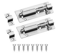 2PCS Door Lock Bolt, 3 Inch Stainless Steel Door Security Slide Latch Lock, Cupboard Bolt Barrel Sliding Locks, Internal Door Latch with Screws for Cabinets, Sheds & Interior Doors