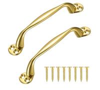 2Pcs Door Pull Handles Zinc Alloy Gate Handle Retro Bow Sliding Door Handle | Gold D Handles with 8 Screws for Barn Shed Garage Cabinet and Garden Gate - 128 mm
