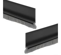2PCS Door Sealing Strip with Brush for Sound Insulation and Dustproofing, Self TPE Door Sweep for Closing Gaps on Various Doors (Black)