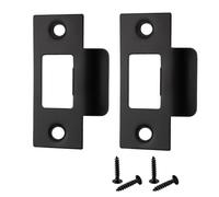 2Pcs Door Strike Plate for Internal Doors Black Door Latch Plate with 4Pcs Matching Screws Stainless Steel 70*40.3mm Replacement Lock Strike Plate for Tubular Latch Mortice Lock Door Jamb Reinforcemen