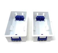 2Pcs. Double 2 Gang Dry Lining Back Plasterboard Box 47mm, Pattress Box with Adjustable Lugs, for Faceplate