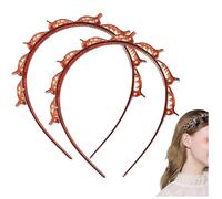 2PCS Double Bangs Hairstyle Hairpin, Hairband With Clip, Professional Toothed Headband Braid Tool, Double-Layer Hollow Woven Headband, For Effortless Styling And Secure Hold (Brown)