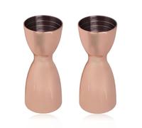 2PCS Double Cocktail Jigger, Stainless Steel Bar Tool with Internal Measurements Drink Measurer Bell Jigger for Bartenders Home (Copper Plated)