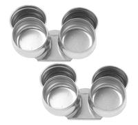 2pcs Double Dipper Palette Cup for Oil Painters with Screw Lid | Stainless Steel Dual Compartments, Clip and Wide Mouth Access, Silver Brushed Finish for Studio Workshops