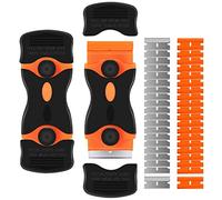 2PCS Double-Edged Razor Blade Scraper,Paint Plastic Window Scraper Tool,Multi-Purpose Cleaning Razor Glass Scraper for Labels, Caulk,Stickers, Paint Removal(20Pcs Plastic Blades &20Pcs Metal Blades)