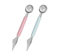 2Pcs Double End Fruit Scoop, Stainless Steel Melon Baller & Fruit Decor Mould Spoon, Multi-Purpose Kitchen Fruit Pulp Scooper for Watermelon Ice Cream