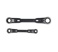 2PCS Double End Ratchet Wrench Set - Double Box & Open End Spanner Brake Pipe Spinner Repair Tool Ergonomic Handle for Auto & Home Maintenance