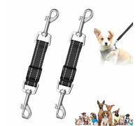 2Pcs Double Ended Lead for Dogs,Clips Adjustable Collars,Harnesses Leads for Dog Outdoor Safety Link Strap Backup Metal Tether Clasp Connector Accessories Pet Car Boot Leash small Carabiner Extender