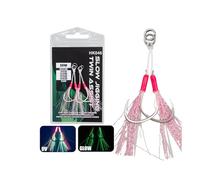 2Pcs Double Fishing Assist Hook Luminously Slow Quickly Fall Jigs Fishing Hook Dancing Jigging Assist Hooks Small Size Jigs Jigging Slow Quickly Fall