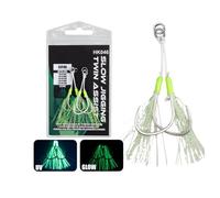 2Pcs Double Fishing Assist Hook Luminously Slow Quickly Fall Jigs Fishing Hook Dancing Jigging Assist Hooks Small Size Jigs Jigging Slow Quickly Fall