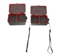 2pcs Double Layer Live Bait Box with Holes and Handle, Red Plastic | Ventilated Lid, Separate Compartments, Handheld Design, for Maggots and Red Insects during Fishing