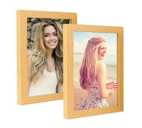 2pcs Double Photo Frame 6x4, Hinged Folding Picture Frame, Standard Wooden Photo Frame, Stand Vertical on Desktop Double Picture Frame, 6x4 Photo Frames for Wedding or Family Photo