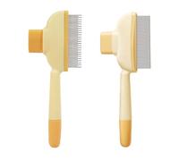 2PCS Double Row Pet Comb, Self-Cleaning Stainless Steel Brush for Dogs &, Removal Tool Pet Comb for Shedding