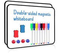 2PCS Double Sided A3 Magnetic WhiteBoard Dry Erase White Board 30X42cm with Black Border Small Whiteboard Lapboards Kit Magnetic Board for Writing Drawing School Home Kitchen Classroom