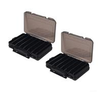 2PCS Double Sided Fishing Tackle Boxes with 14 Compartments Lure Organizer, ABS Plastic Storage Case with Drain Holes and Handle for Fishing Accessories, Blue/Green/Orange/Yellow/Black(Black)