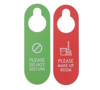 2pcs Double Sided PVC Hanging Doorplate for No Disturbing Requests | 8 X 25cm Format, Smooth Edges and Words Design, for Toilet Doors and Door Handles
