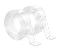 2PCS Double Sided Tape Heavy Duty, 3.0m * 3.0cm Extra Strong Double Sided Mounting Tape Multipurpose Wall Safe Tape Reusable Wide Clear Adhesive Strips for Picture Hanging Kit Posters Carpets Home
