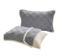 2Pcs Double Sided Velvet Pillowcase Cover With Elastic Bands, Soft Plush Pillow Towel With Straps Fixed, Non-Slip Bed Pillow Protector Cushion Cover (Grey)
