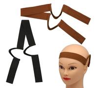 2Pcs Double-Sided Velvet Wig Bands for Women, Painless C-Shaped Wig Grips with Ear Cutouts for Secure All-Day Wear, Black & Brown
