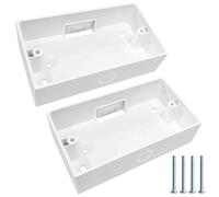 2pcs Double Socket Back Box, Durable White Double Socket with 4 Screws, 5.7 x 3.4 x 1.4in Wall Mount Back Box for Switches and Electrical Sockets, Socket Box for Residential and Commercial Use