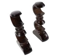 2pcs Double Wooden Curtain Rod Holders 29mm Diameter Coffee Color Brackets for Drapery Pole Mounting Ceiling Support Base & Stylish Home Decor