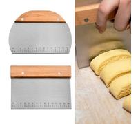 2Pcs Dough Scraper with Scale 15CM Food Grade Stainless Steel Dough Cutter with Wooden Handle, Bench Scraper, Pastry Scraper Kitchen Scraper for Pizza, Bread, Pastry, Cake Dough Baking Shaping