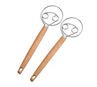 2Pcs Dough Whisk,Eyes Hand Egg Beater Mixer with Wooden Handle for Baking Cake,Danish Dough Whisk, Bread Dough Mixer Accessory Tool for The Kitchen for Bread Dough, Pastry, or Pizza Dough