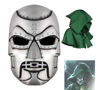 2PCS Dr Doom Mask with Cloak Supervillain Victor Doom Helmet Carnival Halloween Costume Cosplay Props (Halloween Mask)