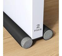 2Pcs Draft Excluder for Doors, 96cm Draught Excluder for Bottom of Door, Sided Door Seal Strip Foam, Heat Insulation Preventing Drafts and Noise (Black2pcs)