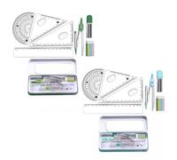 2PCS Drafting Geometry Compasses Set, Secondary School Geometry Tool, Ruler Math Protractor, Compass And Eraser Tool For School Student Teacher Architects (BU+GN)