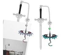 2PCS Dragon Bookmark, Durable Metal Sword Bookmark with Tassel Set, Funny Book Mark Collection for Book Lovers, Collectors, Unique Gifts
