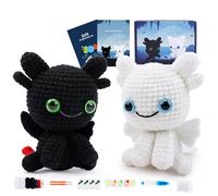 2pcs Dragon Crochet Kit for Beginners Animal Knitting Kit Beginner with Instruction and Video Tutorials Crochet Dragon Kits Flying Animal Knitting Starter Craft DIY, Crochets Starter Kit Set