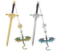 2pcs Dragon Sword Bookmark Set - Fantasy Medieval Theme with Vintage Tassel, Premium Bookmarks for Readers & Book Lovers (Gift for Students, Teachers)