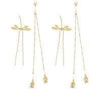 2pcs Dragonfly Tassel Hair Sticks Retro Chinese Women for Buns Alloy | Lightweight Hair-friendly Design, for Updos and Chaplet Hairstyles, Photo Shoots, Themed Parties