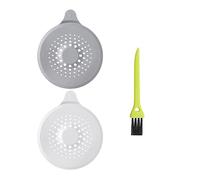 2pcs Drain Cover, 1pc Cleaning Brush, Sink Strainer, Silicone Suction Cup with Handle, Drain Hair Catcher, Foldable, Suitable for Kitchen, Bathroom (Grey, White)