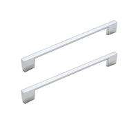 2pcs Drawer Bathroom Handles Square Tube Door Pulls Aluminium Alloy Kitchen Cupboard Handles Cabinet Knobs Door Levers Hardware (Hole Distance 224mm,Chrome)