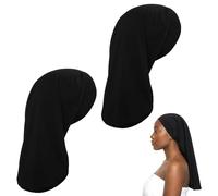 2Pcs Dread Caps for Men, Dreadlock Cap Mens, Long Hair Bonnet for Men, Sleeping Cap Head Stocking Wrap Dreadlock Accessories Loc Socks for Dreads for Women (Black)