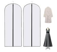 2PCS Dress Bags Covers Long Garment Covers Bag Dress Bag Long Dress Bags Covers Translucent with Zip Waterproof Dustproof Dress Covers Garment Bags Full Length(60 * 140cm)