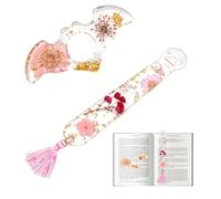 2Pcs Dried Flower Bookmark Set, Resin Cat Paw & Bat Book Page Holder with Preserved Flowers, Cute Pink Book Accessories for Reading Lovers, Bookworm, Readers, Teachers, Birthday Gift