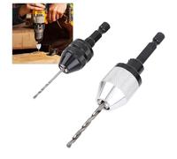 2Pcs Drill Chuck for Impact Driver, Keyless Drill Chucks, 1/4 Inch Hex Shank Drill Bit Adapter for Impact Drill Tool Attachment